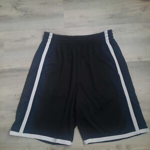 Men's Black Athletic Shorts with White Trim